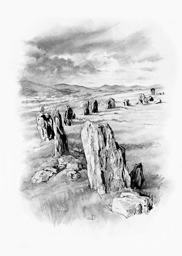 Braaid Stone Circle Drawing by Paul Davenport