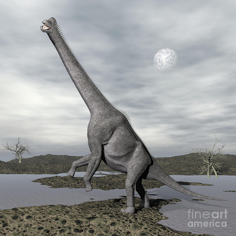 Brachiosaurus Dinosaur Backdropped Digital Art