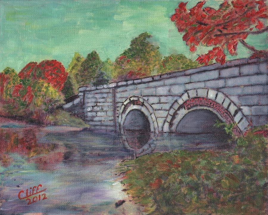 Brackett Reservoir Railroad Bridge Painting by Cliff Wilson