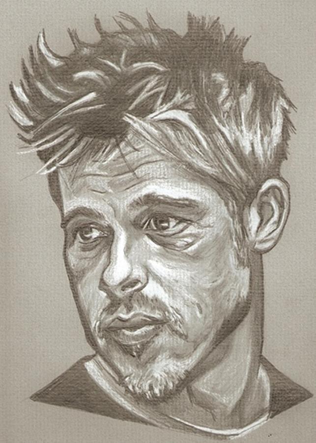 Brad Pitt drawing Drawing by Robert Crandall