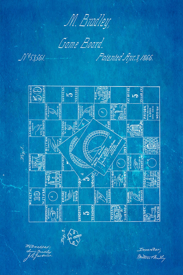 Toy Photograph - Bradley Game of Life Patent 1866 Blueprint by Ian Monk