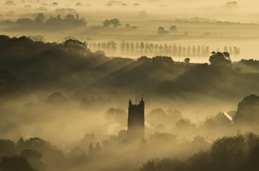 Bradninch in the mist Photograph by Pete Hemington