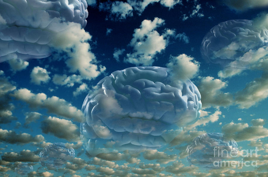 Brain Photograph - Brain Floating Among Clouds by Mike Agliolo