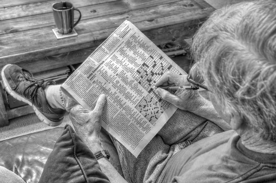 Mind Games - Sunday Crossword Puzzle - Black and White Photograph by Jason Politte