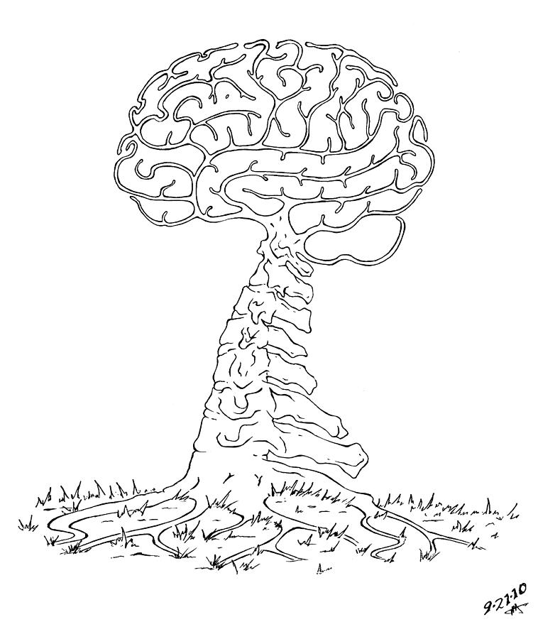 Brain Drawing - Brain Tree by Robert Fenwick May Jr Brain Drawing - Brain Tree by Robert Fenwick May Jr