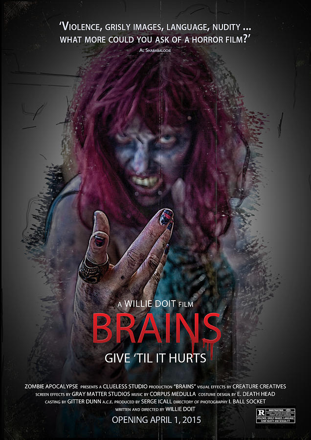 Brains Faux Movie Poster Digital Art by John Haldane