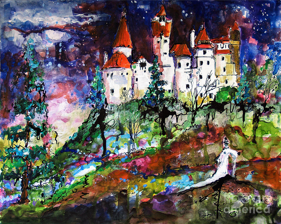 Bran Castle Dracula Lives Here Painting by Ginette Callaway