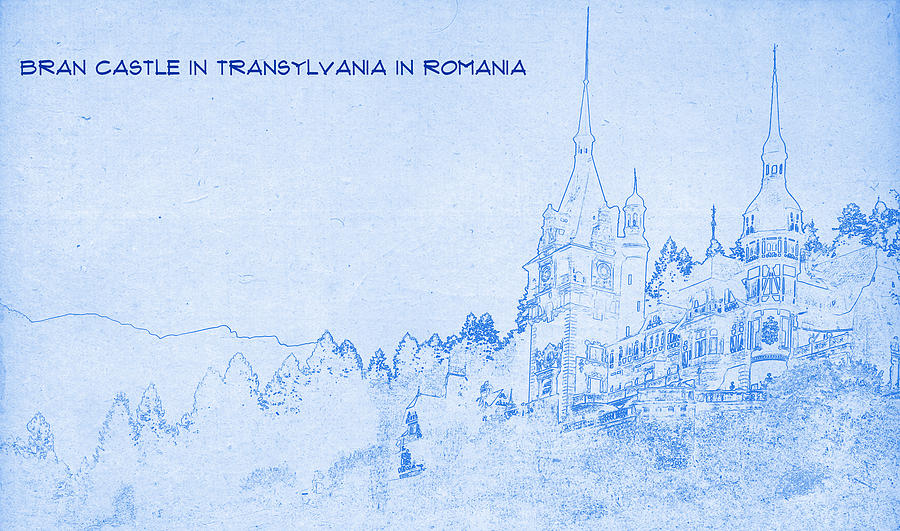 Bran Castle in Transylvania in Romania - BluePrint Digital Art by MotionAge Designs
