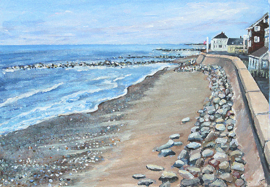 Brant Rock at High Tide Painting by Rita Brown