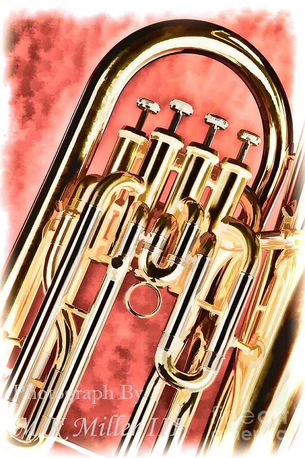 Brass music instrument tuba valves painting in Color 3278.02 Painting by M K Miller