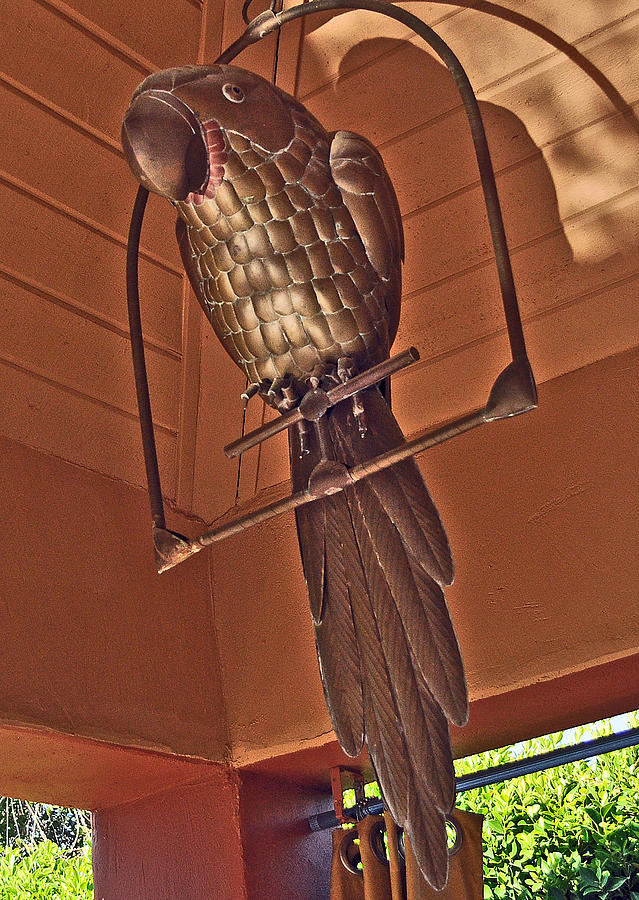 Bustamonte's Brass And Tin Parrot On Perch Photograph by Jay Milo - Pixels