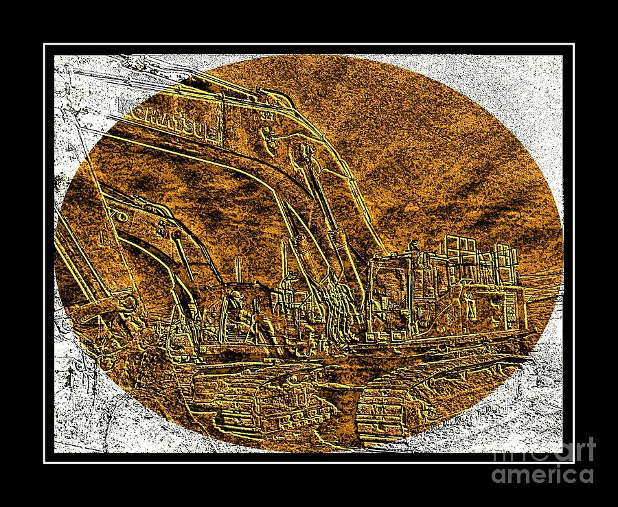Brass-type Etching - Oval - Construction Worker Photograph by Barbara A Griffin