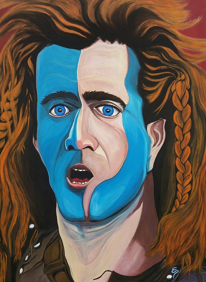 Brave Heart  Mel Gibson Painting by Edward Pebworth