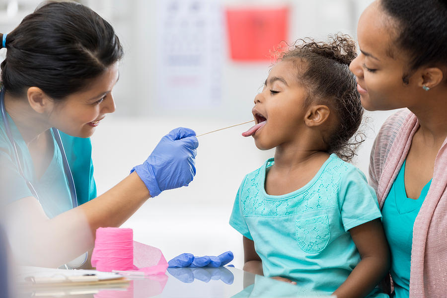 Brave Little Girl Opens Wide For Throat Swab At Doctor Photograph by Steve Debenport Brave Little Girl Opens Wide For Throat Swab At Doctor Photograph by Steve Debenport