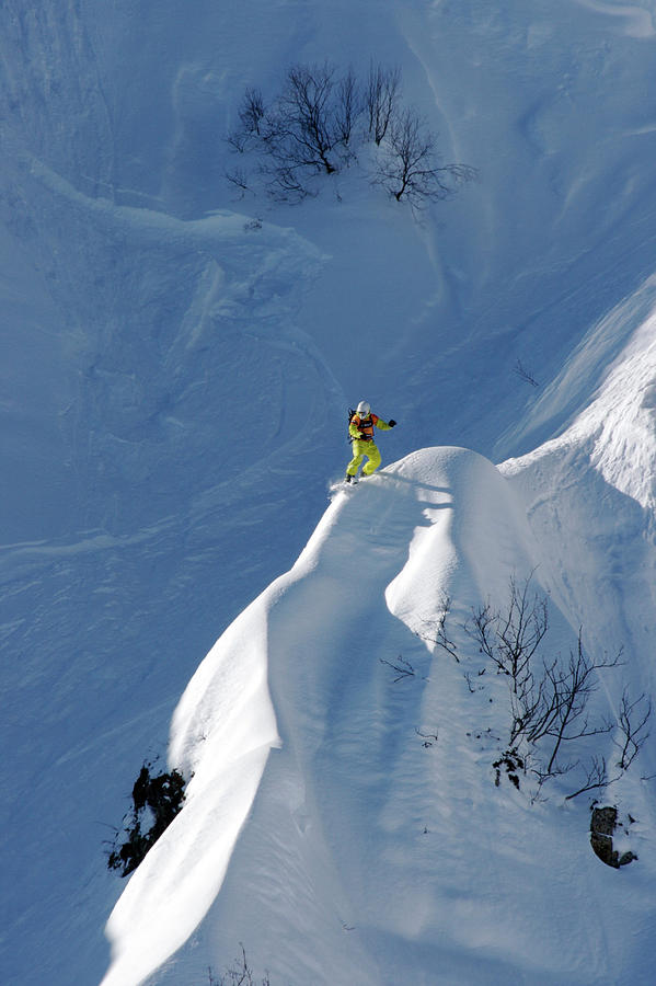 Brave Snowboarder On Top Of Mountain Photograph by Evgeny Vasenev Brave Snowboarder On Top Of Mountain Photograph by Evgeny Vasenev