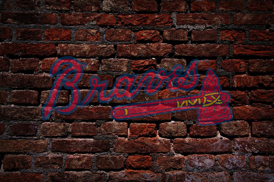 Baseball Photograph - Braves Baseball Graffiti on Brick  by Movie Poster Prints