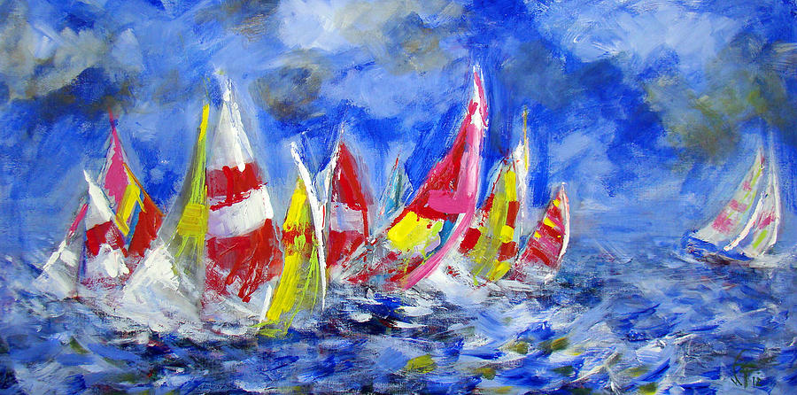 Braving The Heavy Winds Painting by Walter Fahmy