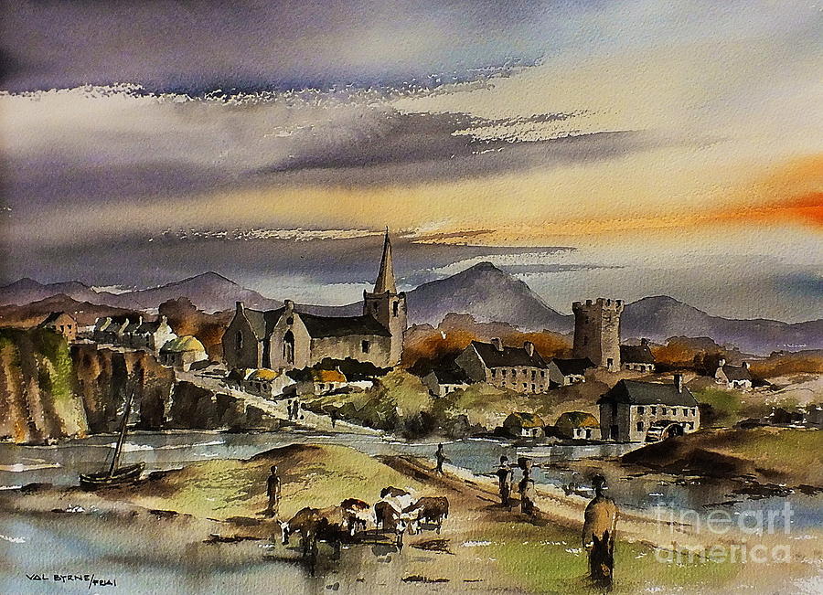 Bray around 1500ad Painting by Val Byrne