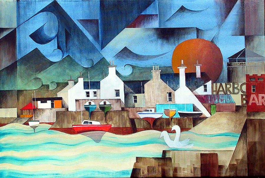 Bray Harbour Painting by Val Byrne