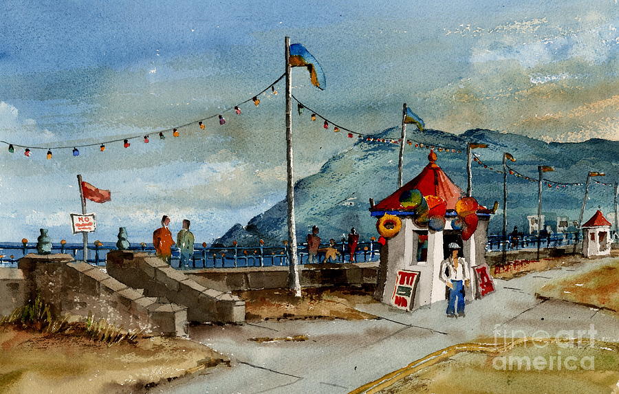 Irish Artist Painting - Bray Head and Prom Wicklow by Val Byrne