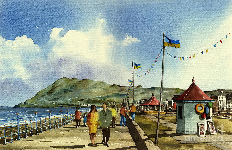 Flag Painting - Bray Promenade Wicklow by Val Byrne