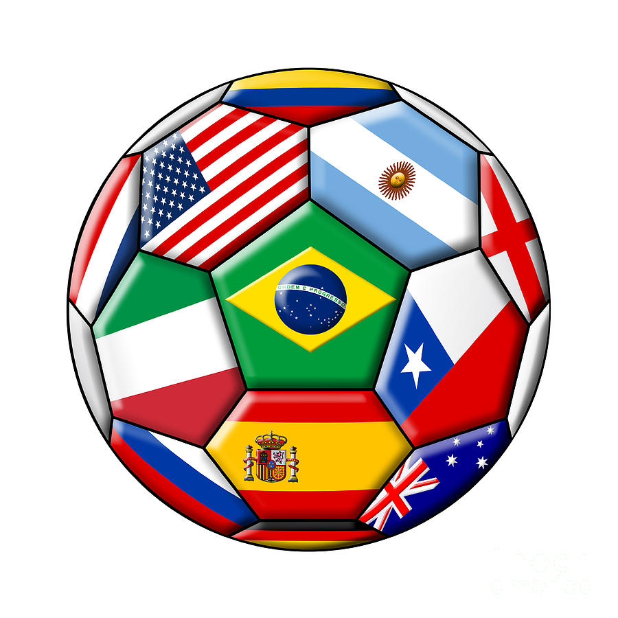 Brazil 2014 - soccer with various flags Digital Art by Michal Boubin