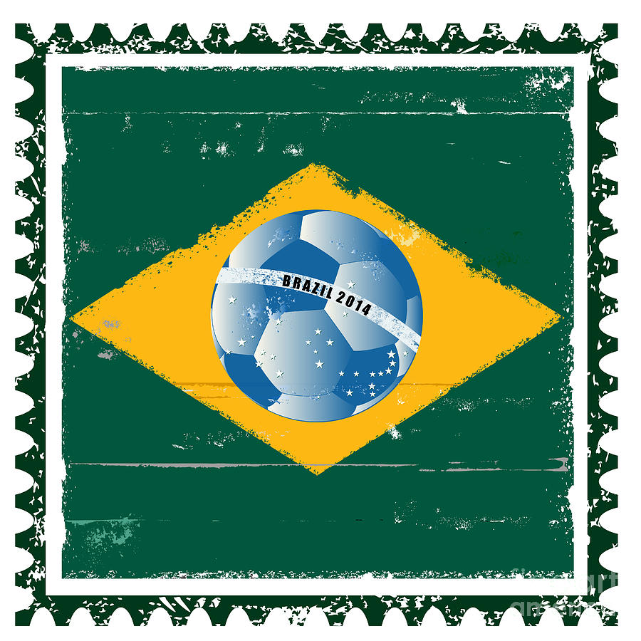 Brazil flag like stamp in grunge style Digital Art by Michal Boubin