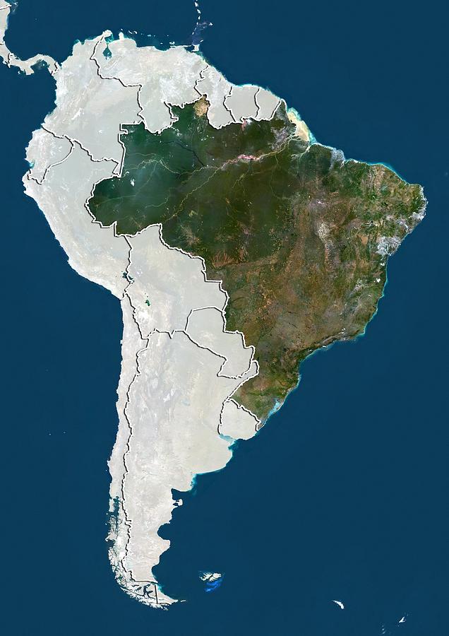 Brazil, Satellite Image Photograph By Science Photo Library | Pixels