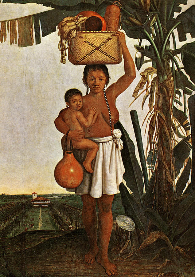 Basket Painting - Brazil Tupinamba Woman by Granger