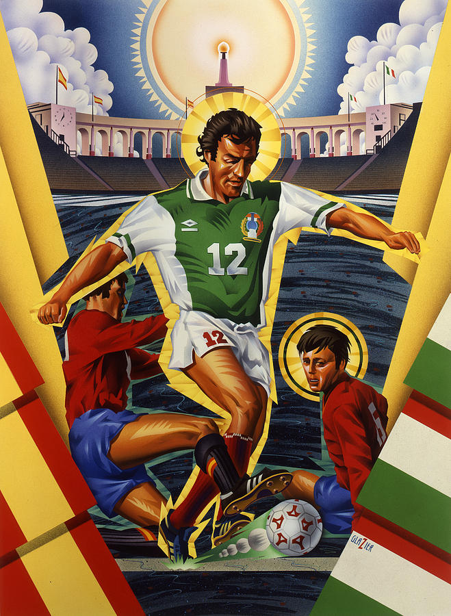 Brazilian and Italian Team Soccer Poster   Painting by Garth Glazier