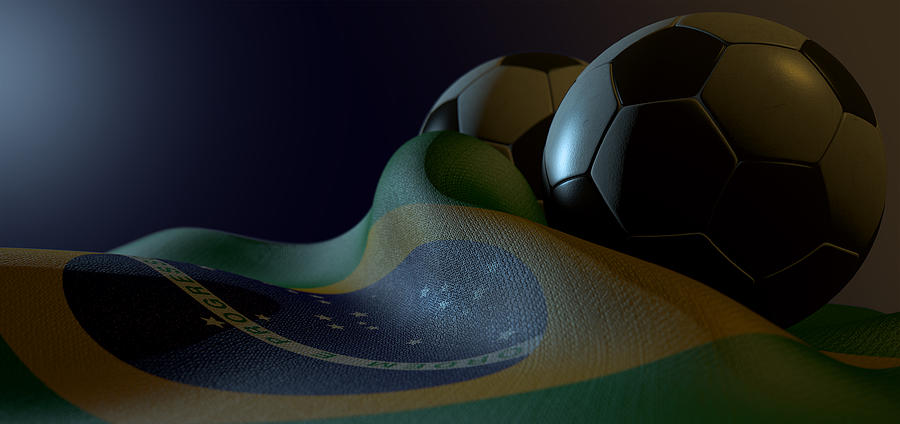 Brazilian Flag And Soccer Ball Digital Art