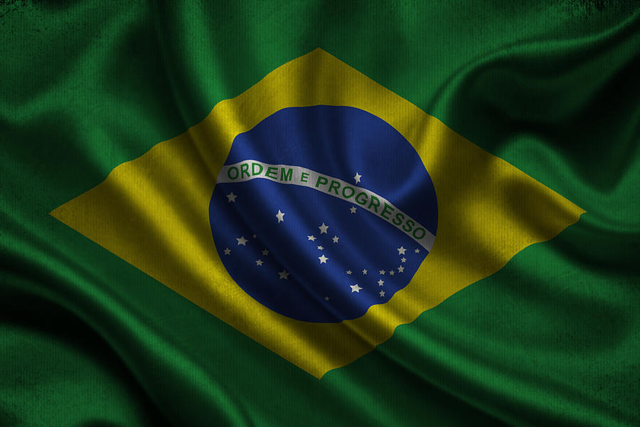 Brazilian flag waving on canvas Digital Art by Eti Reid