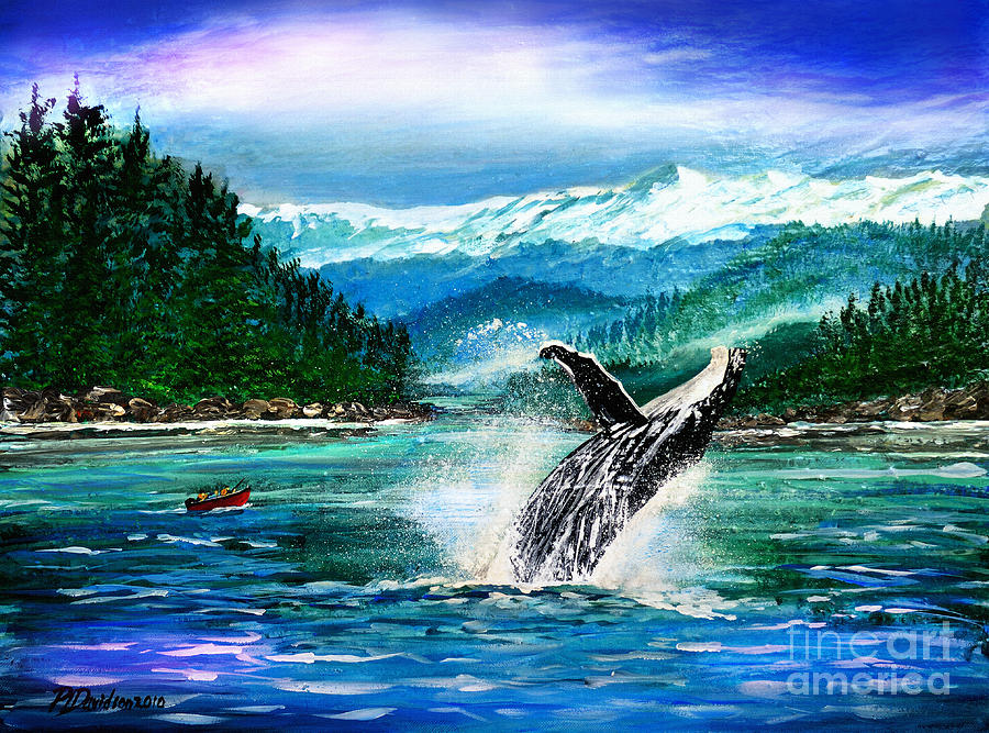 Breaching Humpback Whale Painting by Pat Davidson