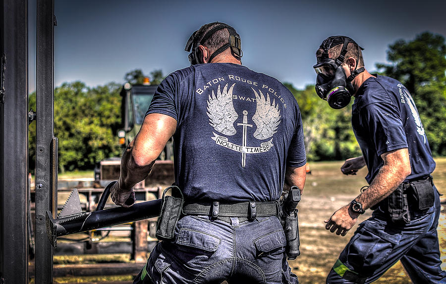 Baton Rouge Photograph - Breaching with Baton Rouge SWAT by David Morefield
