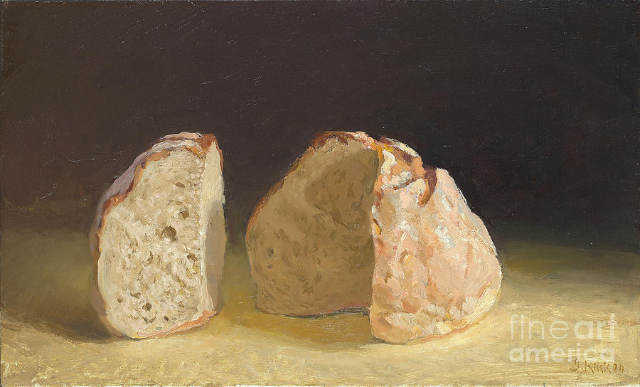 Still Life Painting - Bread After Caravaggio by Ben Rikken Still Life Painting - Bread After Caravaggio by Ben Rikken