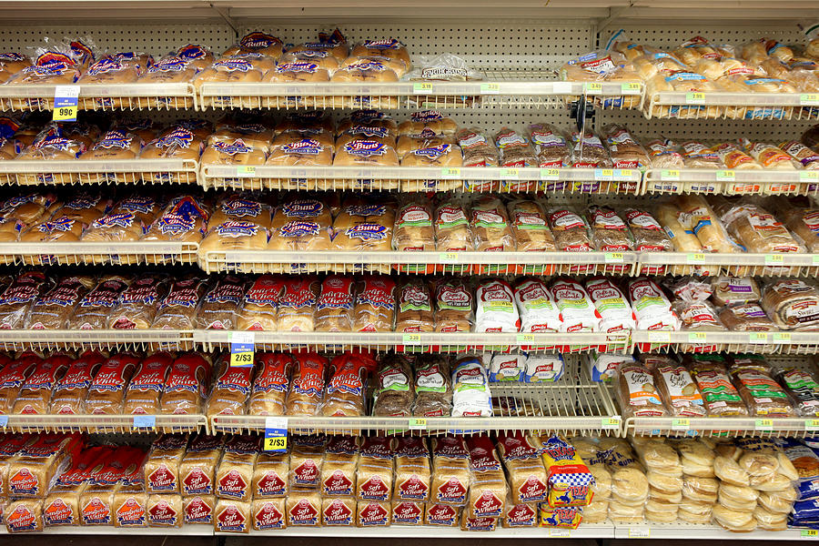 Bread aisle of grocery store. Photograph by Katrina Wittkamp