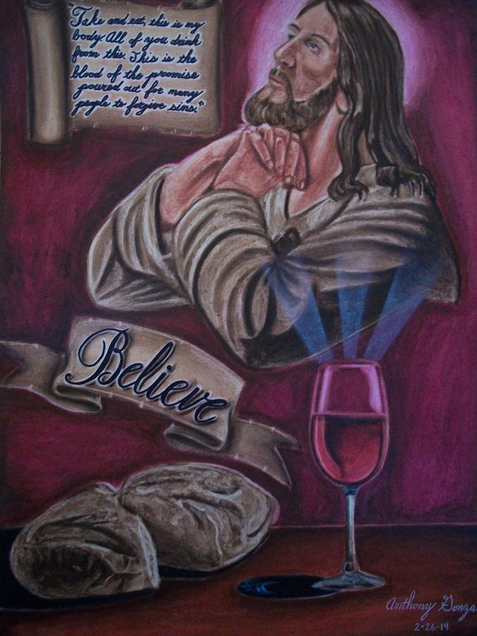 Jesus Christ Pastel - Bread And Wine by Anthony Gonzalez