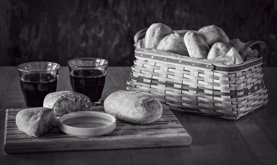 Bread and Wine BW Photograph by Wayne Meyer
