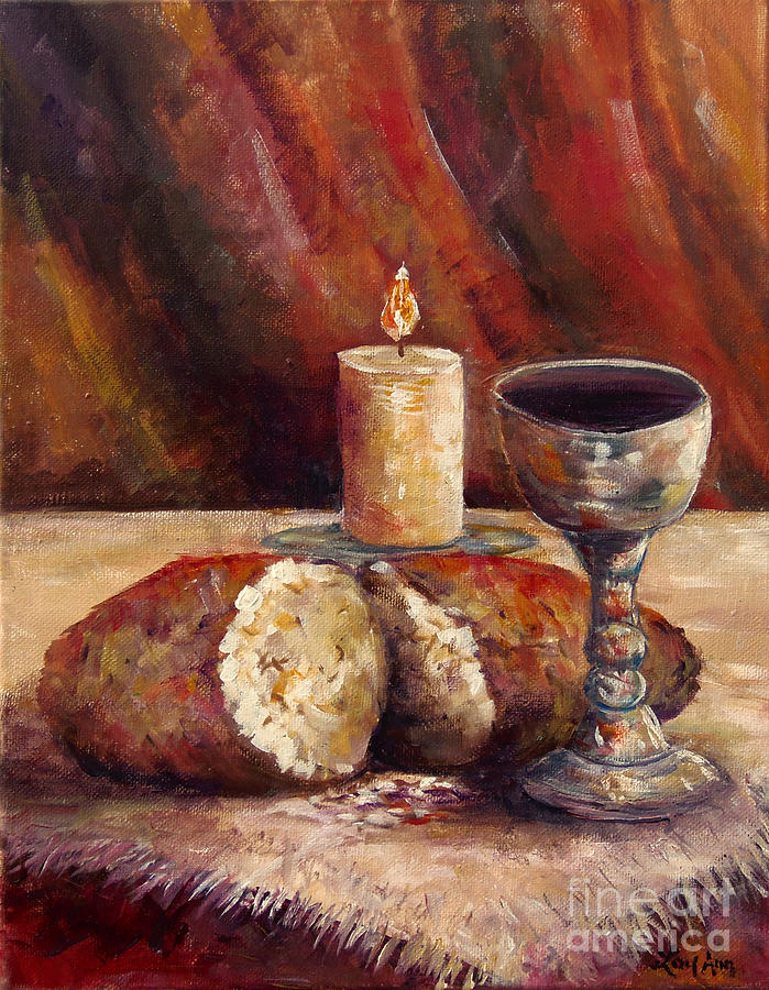Bread and Wine Painting by Lou Ann Bagnall