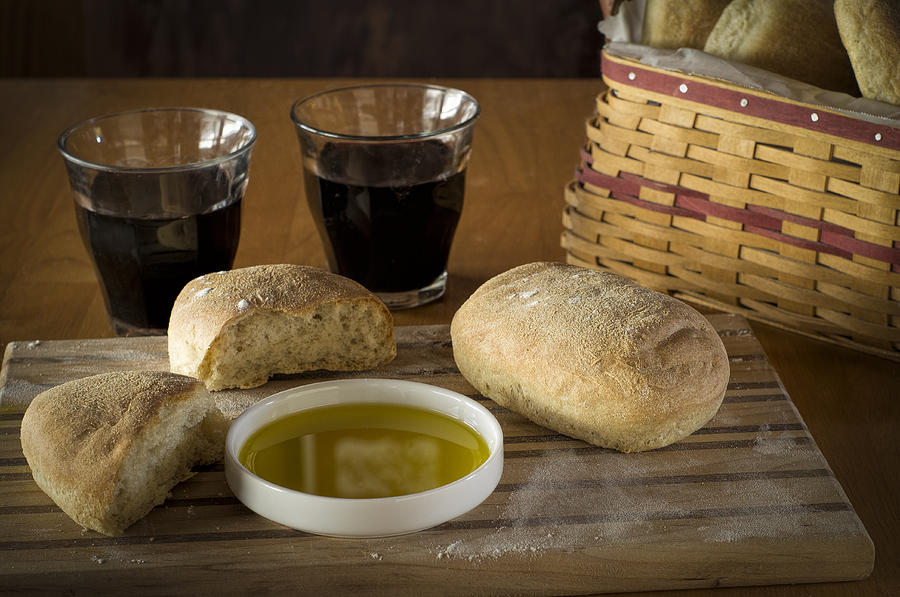 Bread Wine and Basket Photograph by Wayne Meyer