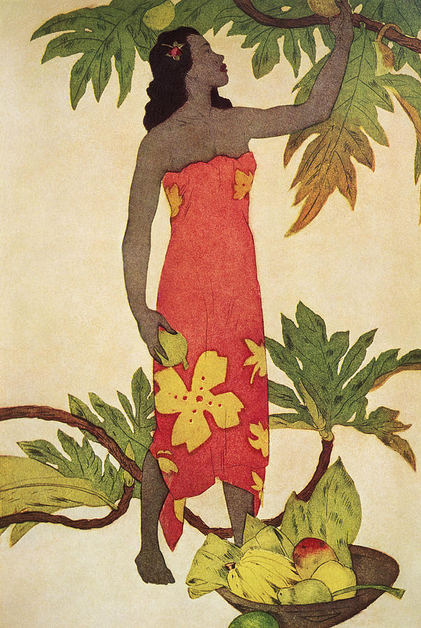 Vintage Painting - Breadfruit Girl by Hawaiian Legacy Archives - Printscapes