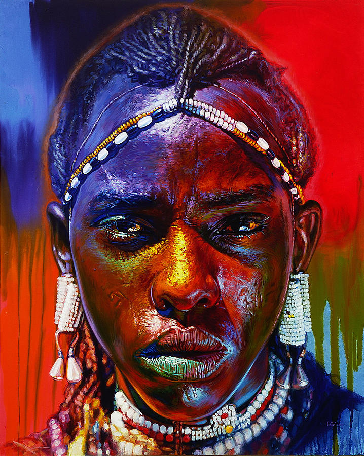 Этнический негр. Современная живопись Африки. Портрет африканки. Портрет темнокожего. Африканские мотивы в живописи.