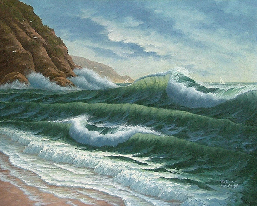 Breakers at Big Sur Painting by Del Malonee