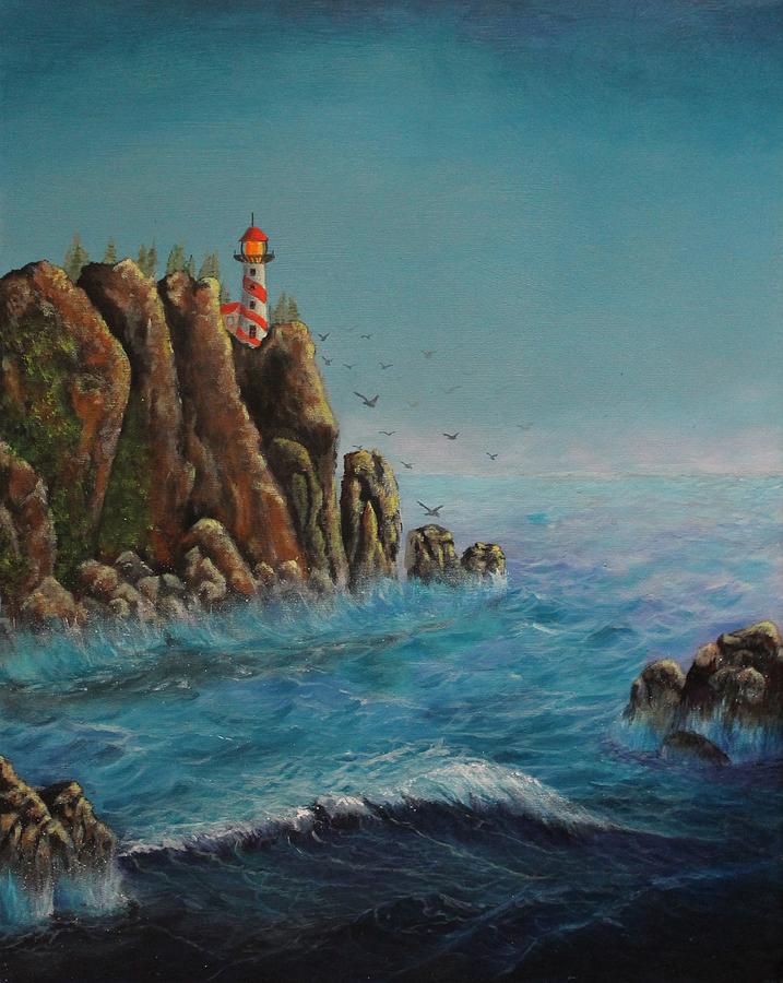 Breakers at Lighthouse Point Painting by Bob Williams