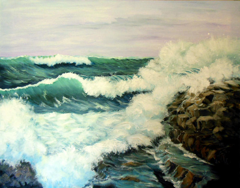 Ocean Waves Painting - Breakers by Janet Glatz