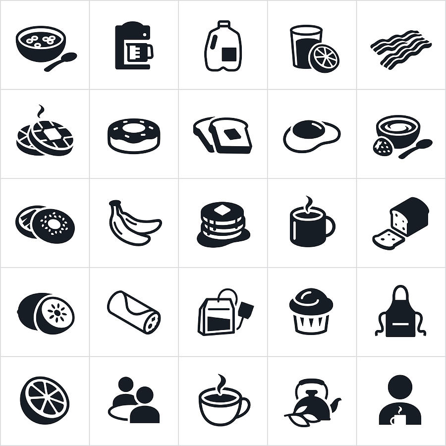 Breakfast Foods Icons Drawing by Appleuzr