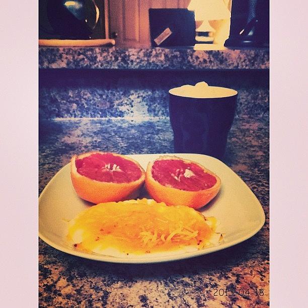 Breakfast For Dinner. Grapefruit, Eggs Photograph by Vivian Richardson