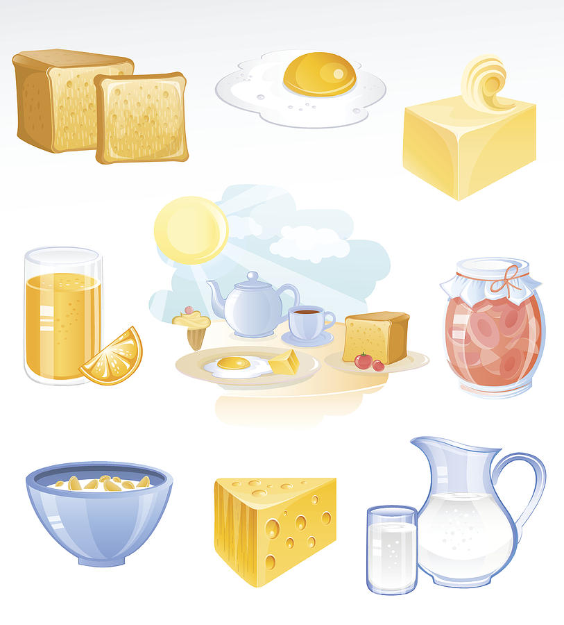 Breakfast Icon Set Drawing by Dantela