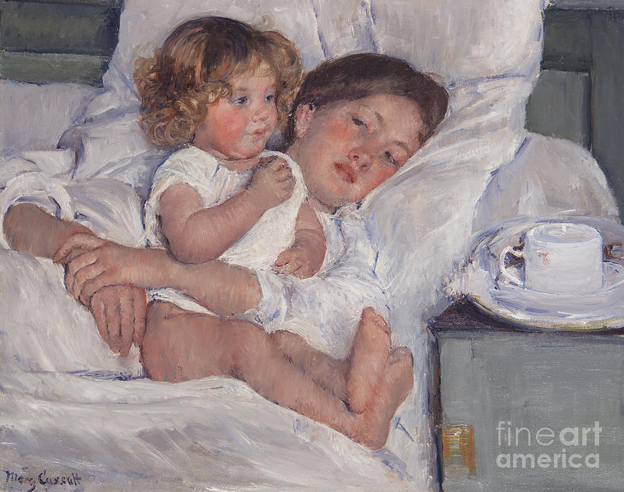 Portrait Painting - Breakfast In Bed by Mary Cassatt