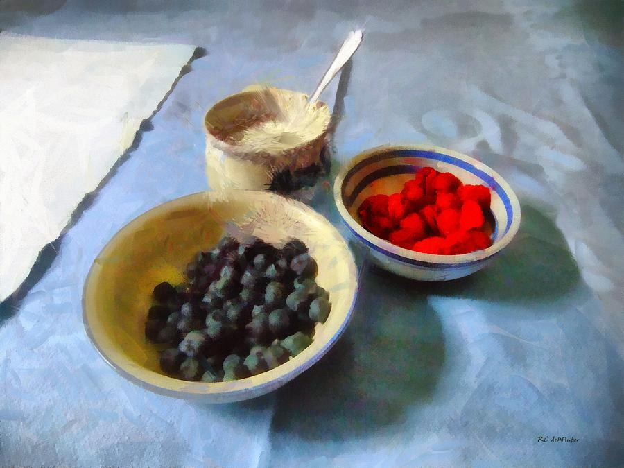 Still Life Painting - Breakfast in Red White and Blue by RC DeWinter